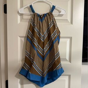 New York & Company Brown and Blue Halter Top
